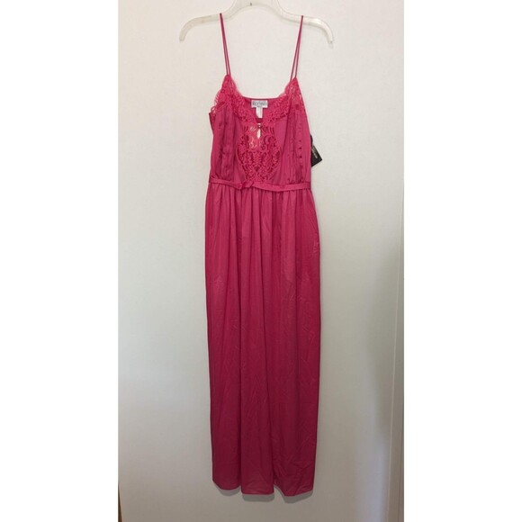 Vtg Lily Of France Rosa Puleo-Szule Peignoir Gown Set Pink M Sheer Lace Monece - Picture 8 of 12